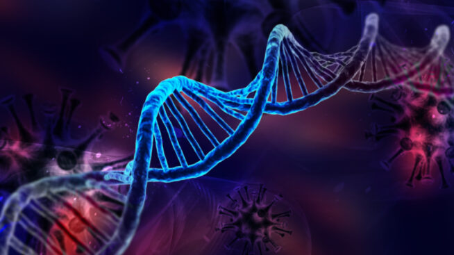 3D Rendered DNA isolated on a colored background