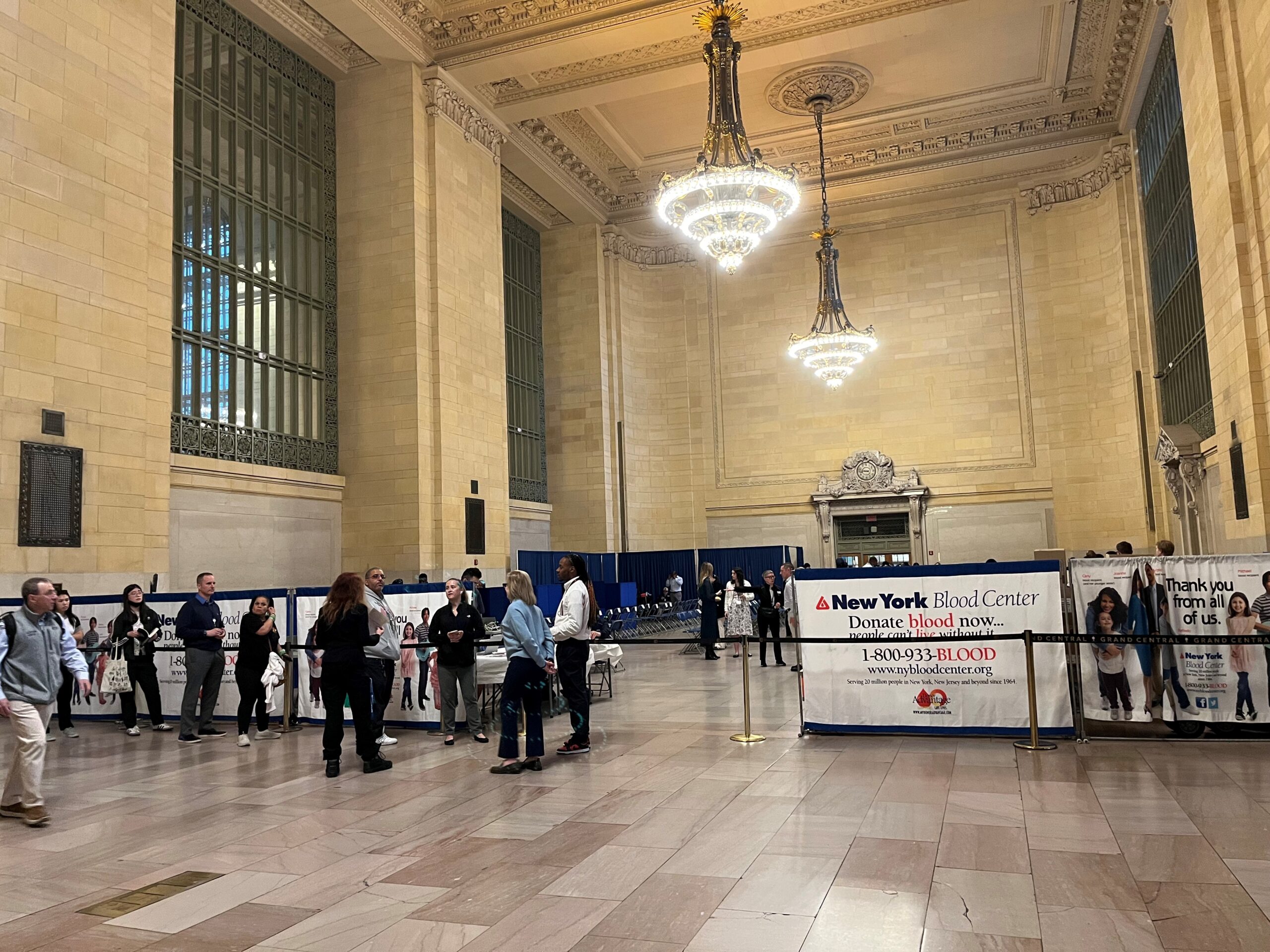 Grand Central Station and MTA Metro-North Railroad blood drive in Vanderbilt Hall at Grand Central Terminal in New York City