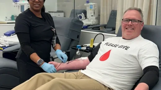 IMA President Brendan Mulholland, MD Leads by Example, Donating Blood at Holmdel Donor Center 